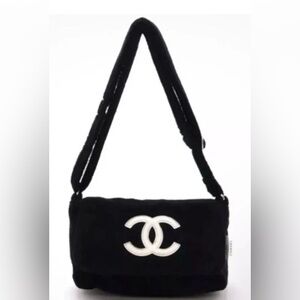 Chanel GWP Black Shoulder Bag with White CC Emblem